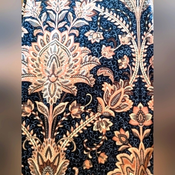 Flare Velvet print pants black & coral Euro size XXL fit M/L - Picture 5 of 12